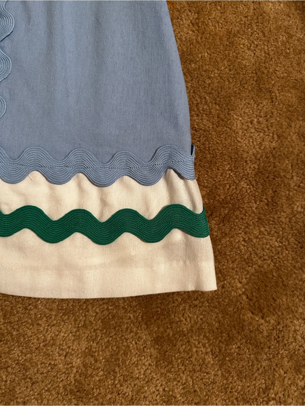 entro Light Blue Sleeveless A-Line Dress with Green & White Rickrack - Picture 3 of 3